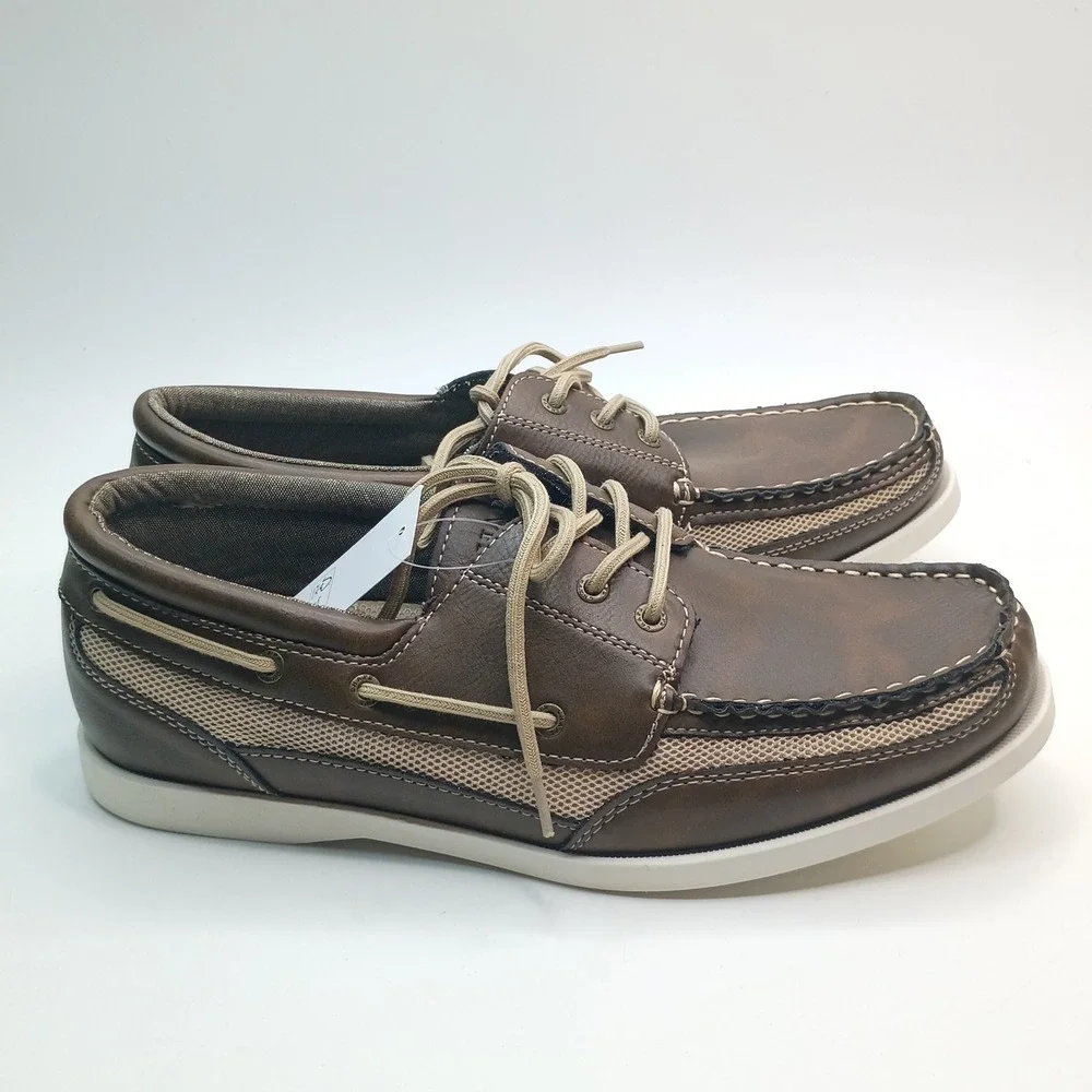 Chaps Kanas Boat Shoe Men Size 10 Brown Memory Foam Loafer